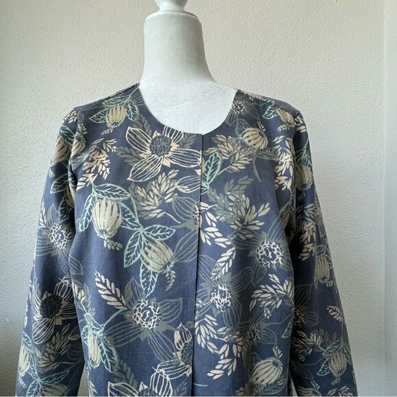 Naturals D & Co Open Front Cardigan Floral Faux Suede QVC SZ M - Picture 3 of 13